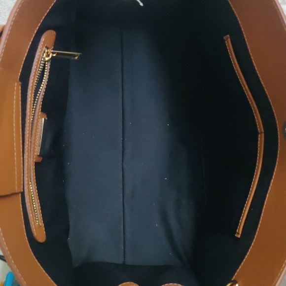 Claudia Firenze Large Leather Exterior Satchel Bag Elegant Tan Luxury - Picture 7 of 16